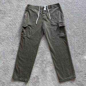 NWT James‎ Perse Button Fly Drawstring Cargo Pants Mens 38 Green Casual